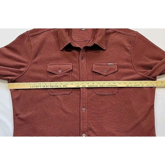Eddie Bauer Men’s Chutes Microfleece Shirt Rust Red Stripe Button Front Size 2XL - Picture 11 of 13